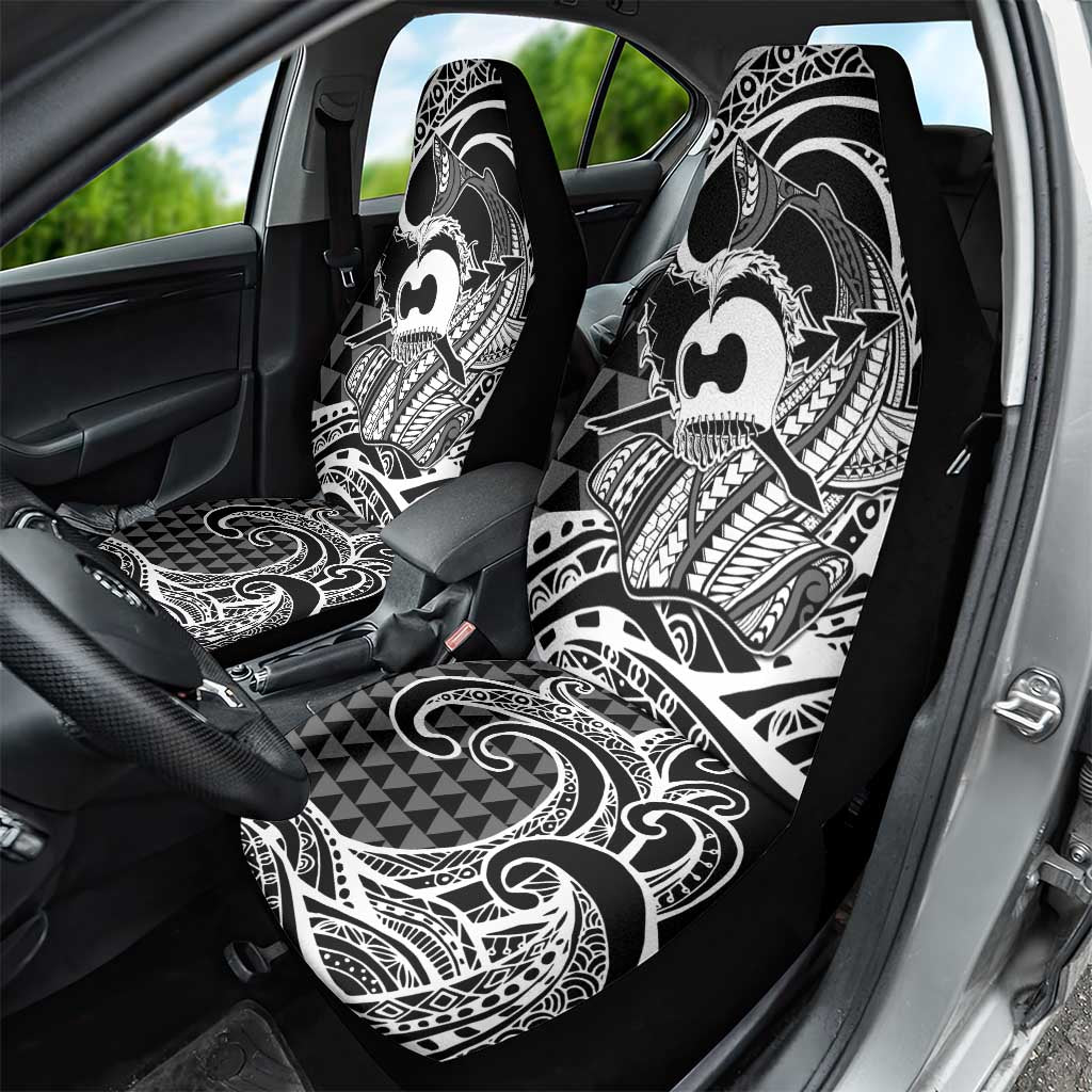Koa Ikaika Warrior Helmet with Shark Car Seat Cover Black Kakau Style LT9 - Polynesian Pride