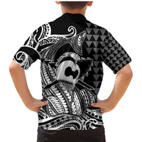 Koa Ikaika Warrior Helmet with Shark Family Matching Mermaid Dress and Hawaiian Shirt Black Kakau Style