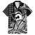Koa Ikaika Warrior Helmet with Shark Family Matching Puletasi and Hawaiian Shirt Black Kakau Style