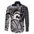 Koa Ikaika Warrior Helmet with Shark Family Matching Puletasi and Hawaiian Shirt Black Kakau Style