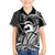 Koa Ikaika Warrior Helmet with Shark Family Matching Puletasi and Hawaiian Shirt Black Kakau Style