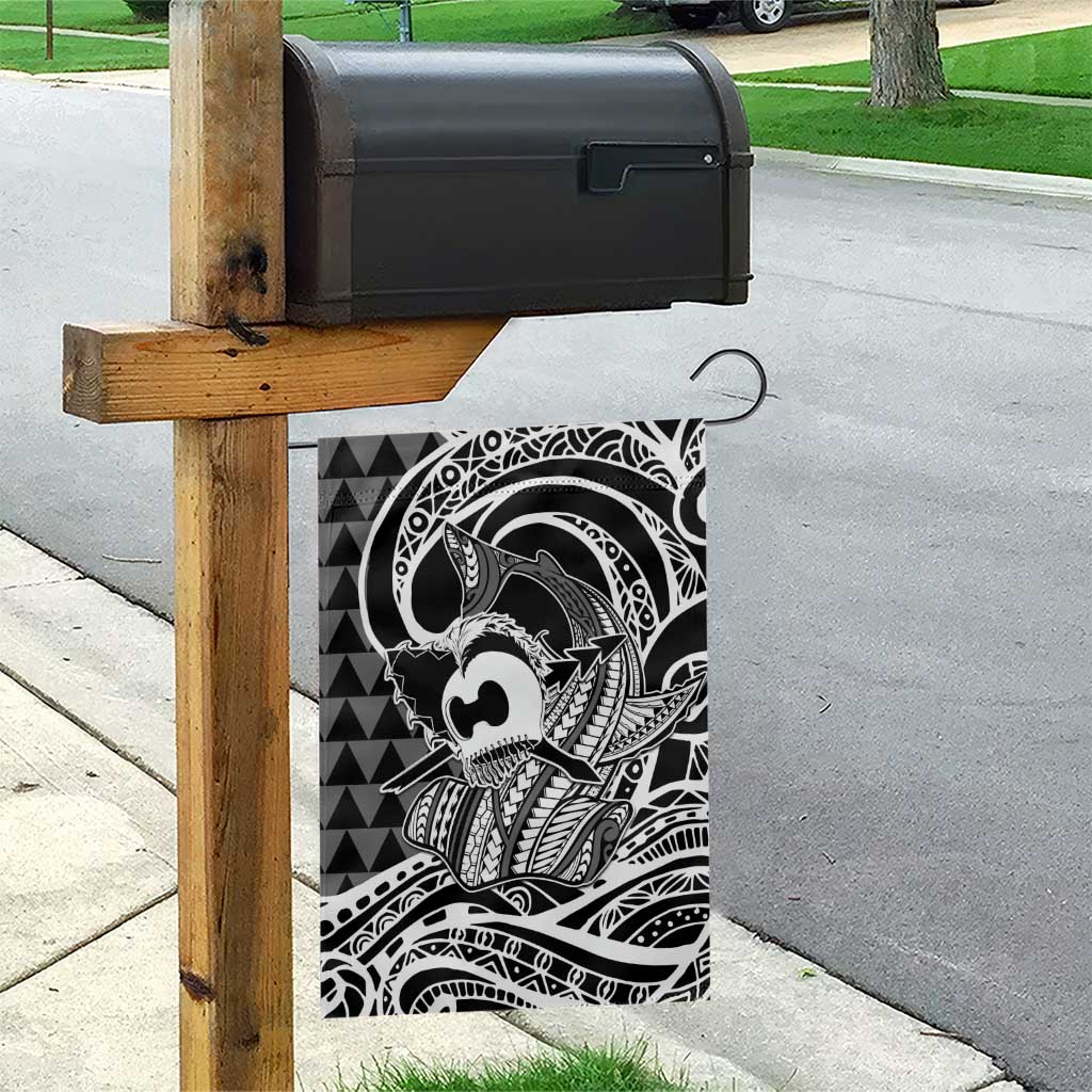 Koa Ikaika Warrior Helmet with Shark Garden Flag Black Kakau Style