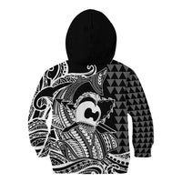 Koa Ikaika Warrior Helmet with Shark Kid Hoodie Black Kakau Style