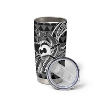 Koa Ikaika Warrior Helmet with Shark Tumbler Cup Black Kakau Style