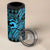 Koa Ikaika Warrior Helmet with Shark 4 in 1 Can Cooler Tumbler Blue Kakau Style