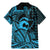 Koa Ikaika Warrior Helmet with Shark Family Matching Mermaid Dress and Hawaiian Shirt Blue Kakau Style