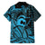 Koa Ikaika Warrior Helmet with Shark Family Matching Puletasi and Hawaiian Shirt Blue Kakau Style