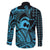 Koa Ikaika Warrior Helmet with Shark Family Matching Puletasi and Hawaiian Shirt Blue Kakau Style
