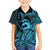 Koa Ikaika Warrior Helmet with Shark Family Matching Puletasi and Hawaiian Shirt Blue Kakau Style