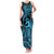Koa Ikaika Warrior Helmet with Shark Family Matching Tank Maxi Dress and Hawaiian Shirt Blue Kakau Style