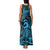 Koa Ikaika Warrior Helmet with Shark Family Matching Tank Maxi Dress and Hawaiian Shirt Blue Kakau Style