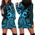 Koa Ikaika Warrior Helmet with Shark Hoodie Dress Blue Kakau Style