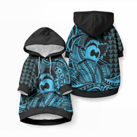 Koa Ikaika Warrior Helmet with Shark Pet Hoodie Blue Kakau Style LT9 Pullover Blue - Polynesian Pride