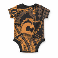 Koa Ikaika Warrior Helmet with Shark Baby Onesie Gold Kakau Style LT9 - Polynesian Pride