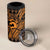 Koa Ikaika Warrior Helmet with Shark 4 in 1 Can Cooler Tumbler Gold Kakau Style