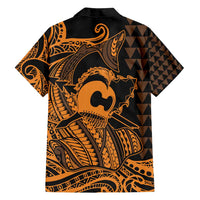 Koa Ikaika Warrior Helmet with Shark Family Matching Puletasi and Hawaiian Shirt Gold Kakau Style LT9 - Polynesian Pride