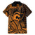 Koa Ikaika Warrior Helmet with Shark Family Matching Puletasi and Hawaiian Shirt Gold Kakau Style