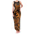 Koa Ikaika Warrior Helmet with Shark Family Matching Tank Maxi Dress and Hawaiian Shirt Gold Kakau Style