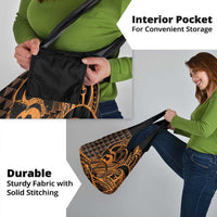 Koa Ikaika Warrior Helmet with Shark Grocery Bag Gold Kakau Style