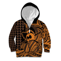 Koa Ikaika Warrior Helmet with Shark Kid Hoodie Gold Kakau Style