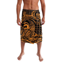 Koa Ikaika Warrior Helmet with Shark Lavalava Gold Kakau Style