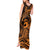 Koa Ikaika Warrior Helmet with Shark Tank Maxi Dress Gold Kakau Style