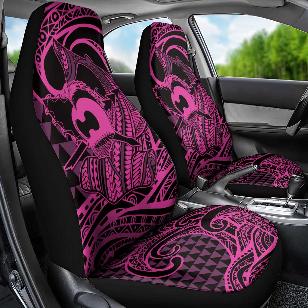 Koa Ikaika Warrior Helmet with Shark Car Seat Cover Pink Kakau Style LT9 - Polynesian Pride