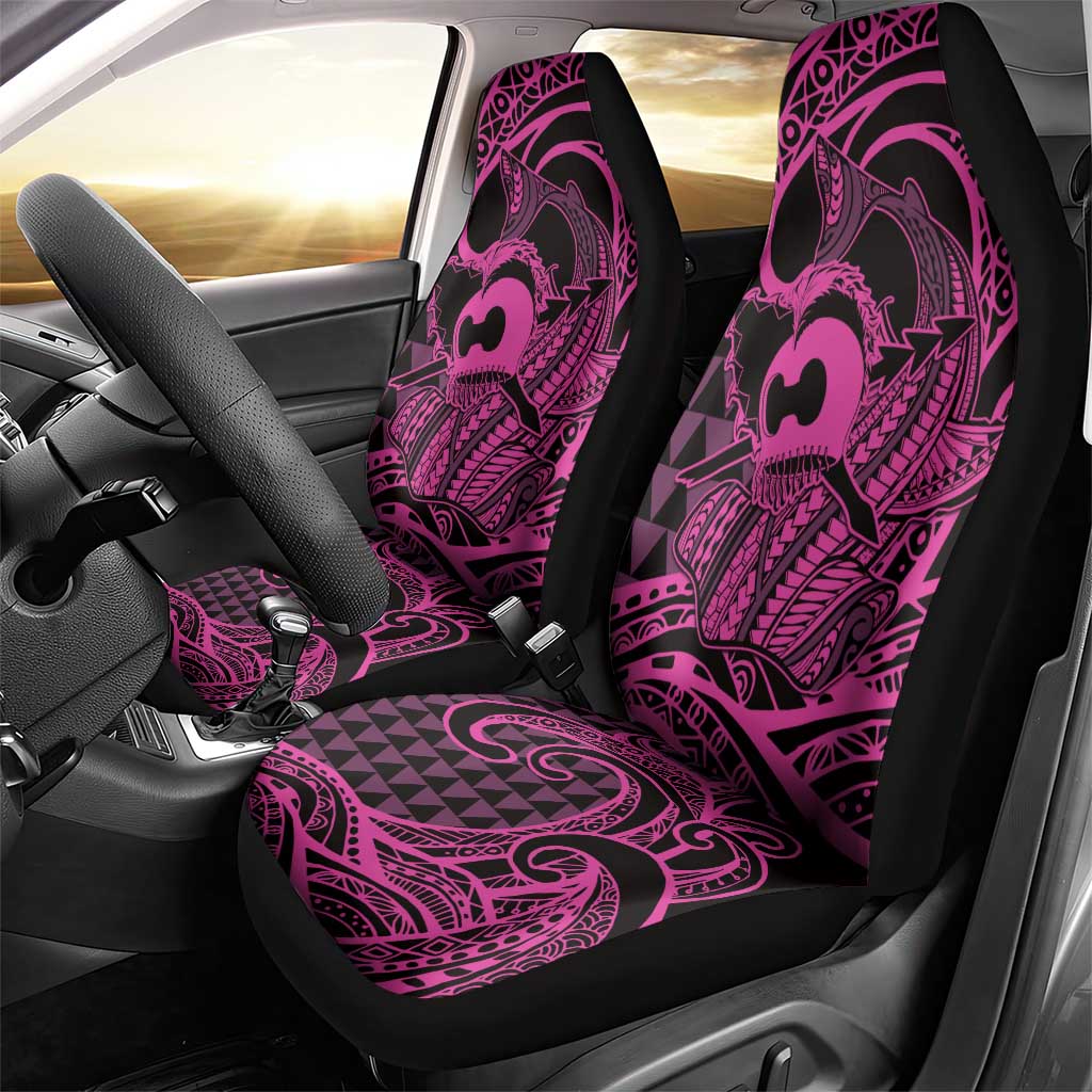 Koa Ikaika Warrior Helmet with Shark Car Seat Cover Pink Kakau Style LT9 - Polynesian Pride