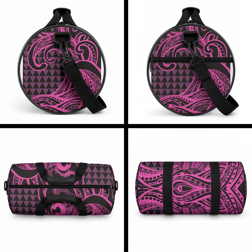 Koa Ikaika Warrior Helmet with Shark Duffle Bag Pink Kakau Style LT9 - Polynesian Pride