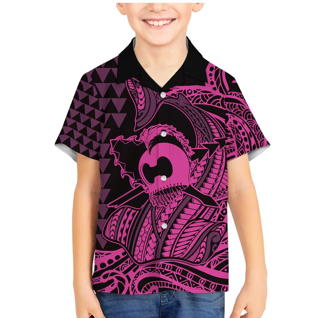 Koa Ikaika Warrior Helmet with Shark Family Matching Mermaid Dress and Hawaiian Shirt Pink Kakau Style