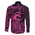 Koa Ikaika Warrior Helmet with Shark Family Matching Puletasi and Hawaiian Shirt Pink Kakau Style