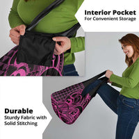 Koa Ikaika Warrior Helmet with Shark Grocery Bag Pink Kakau Style