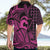 Koa Ikaika Warrior Helmet with Shark Hawaiian Shirt Pink Kakau Style