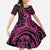 Koa Ikaika Warrior Helmet with Shark Kid Short Sleeve Dress Pink Kakau Style