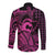 Koa Ikaika Warrior Helmet with Shark Long Sleeve Button Shirt Pink Kakau Style