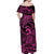 Koa Ikaika Warrior Helmet with Shark Off Shoulder Maxi Dress Pink Kakau Style