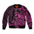 Koa Ikaika Warrior Helmet with Shark Sleeve Zip Bomber Jacket Pink Kakau Style