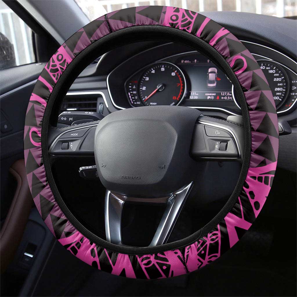 Koa Ikaika Warrior Helmet with Shark Steering Wheel Cover Pink Kakau Style