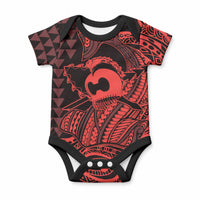 Koa Ikaika Warrior Helmet with Shark Baby Onesie Red Kakau Style LT9 Red - Polynesian Pride