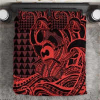 Koa Ikaika Warrior Helmet with Shark Bedding Set Red Kakau Style LT9 Red - Polynesian Pride
