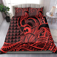 Koa Ikaika Warrior Helmet with Shark Bedding Set Red Kakau Style LT9 - Polynesian Pride