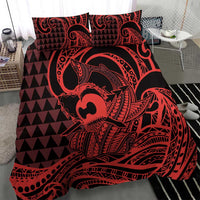 Koa Ikaika Warrior Helmet with Shark Bedding Set Red Kakau Style LT9 - Polynesian Pride