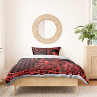 Koa Ikaika Warrior Helmet with Shark Bedding Set Red Kakau Style LT9 - Polynesian Pride