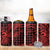 Koa Ikaika Warrior Helmet with Shark 4 in 1 Can Cooler Tumbler Red Kakau Style