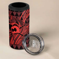 Koa Ikaika Warrior Helmet with Shark 4 in 1 Can Cooler Tumbler Red Kakau Style