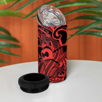 Koa Ikaika Warrior Helmet with Shark 4 in 1 Can Cooler Tumbler Red Kakau Style