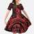 Koa Ikaika Warrior Helmet with Shark Family Matching Mermaid Dress and Hawaiian Shirt Red Kakau Style