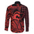 Koa Ikaika Warrior Helmet with Shark Family Matching Mermaid Dress and Hawaiian Shirt Red Kakau Style