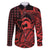 Koa Ikaika Warrior Helmet with Shark Family Matching Puletasi and Hawaiian Shirt Red Kakau Style
