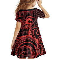Koa Ikaika Warrior Helmet with Shark Family Matching Short Sleeve Bodycon Dress and Hawaiian Shirt Red Kakau Style